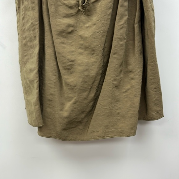 J. Crew Crinkle Keyhole Cami Spaghetti Strap Tank Top Olive Green Large - Picture 6 of 8